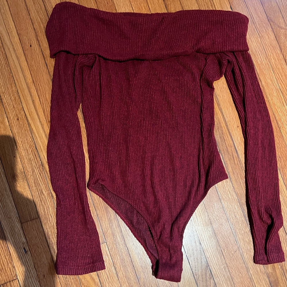 Off the shoulder long sleeve bodysuit
